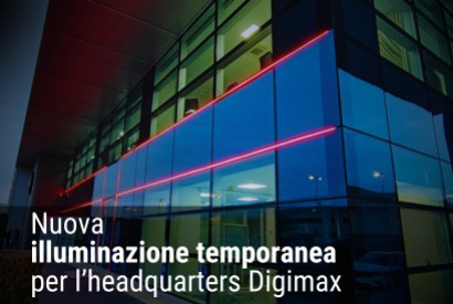 Digimax illumina la facciata esterna della sede aziendale di Altavilla Vicentina