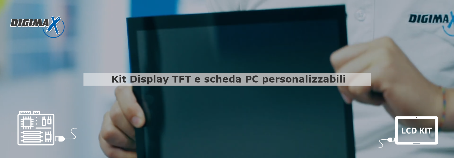 Kit LCF TFT personalizzabile composto da scheda PC e display touch