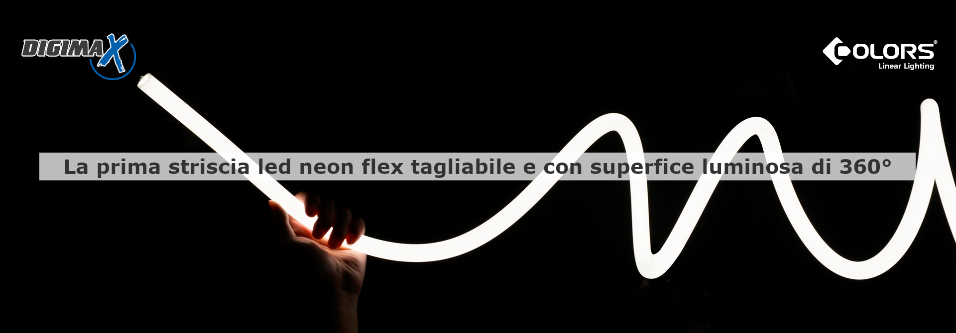 La prima striscia led neon flex tagliabile e con superfice luminosa di 360°